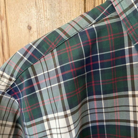 Men's Orvis Green Brown Long Sleeve Plaid Shirt Large Signature Twill - Picture 3 of 11